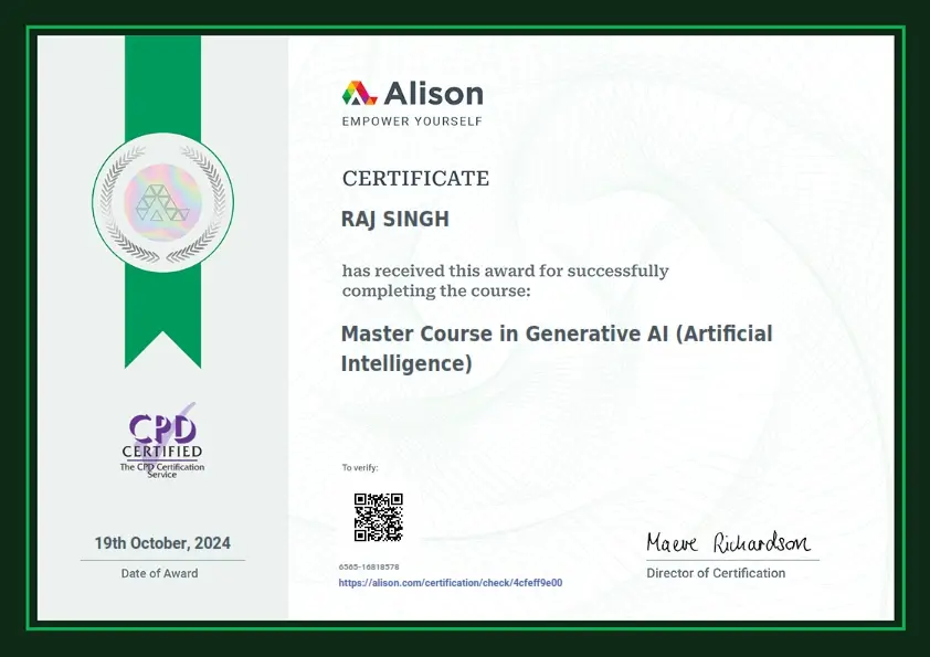 Raj's Master Course Certificate in GenAI